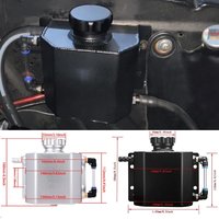 1L Silver BlackAluminum Coolant Radiator Overflow Recovery Water Tank Bottle Reservoir Universal Coolant Overflow Tank Coolant