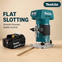 Makita DRT52 18V LXT Lithium-Ionen-Kompakt-Akku-Router mit benutzerfreundlicher Bedienung für vielseitige Holzbearbeitungsaufgaben, Kantenformung, Rillen- und Schlitzschneiden – ideal für Schreiner