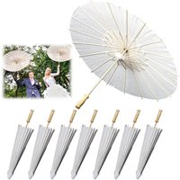 White paper umbrellas 84cm 1/3/5/10-piece pack wedding party favors DIY bamboo umbrellas bridal summer beach photo props.