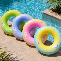 1PC Inflatable Swim Ring with Handles Gradient Pool Floats Tube Summer Water Floating Circle for Beach Pool Party