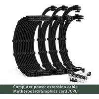 4-piece case power supply extension cable 300mm PSU to ATX 24-pin PCI-E 6+2-pin CPU 4+4-pin Cable with comb - nylon braided