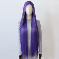Dark Purple Synthetic Lace Front Wig 40inch Long Straight Wig Vivid Purple Lace Front Synthetic Wig Pre Plucked Natural Hairline