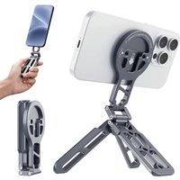Foldable Magnetic Selfie Stick Tripod w Arca Plate 1/4-20 Cold Shoe Desktop Phone Tripod Mount for Magsafe Iphone 15 14 Samsung
