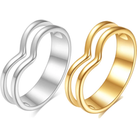 VQYSKO Custom Stainless Steel Love Double Layer Rings For Ladies Couple Wedding Rings Birthday Gifts