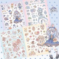 Cute Cartoon Girl Stickers Anime Character Stickers Hand Account Phone Case Diary Planner Scrapbook DIY Decorative Stickers