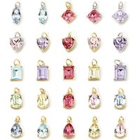 2 Piece Brass & Glass Geometric Charms Plated Water Drop Heart Olivary Multicolor Pendants For Necklace Bracelet Jewelry Making