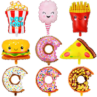 Colored Candy Birthday Party Children's Day Decorative Products Chocolate Donut Burger Popcorn Aluminum Balloon