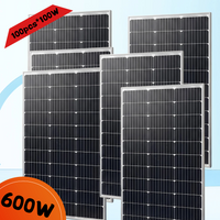 600W Gesamt (6 Stück 100W) 18V Solarmodul, 25% hocheffizientes PV-Modul, Solarladegerät für 12V Batterie, Wohnmobil, Marine, Dachmontage, Landwirtschaft, netzunabhängige Anwendungen