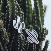 Korean Version Of 925 Sterling Silver Jewelry arrings Creative Personality Cactus Simple Fashion Anti-allergic Earrings E129