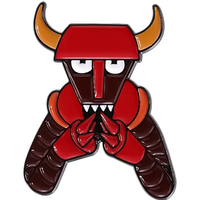 Red Robot Demon Enamel Pins Funny Comedy Comics Figure Metal Brooches Collar Lapel Badges Backpack Jewelry Gift for Kids Friends