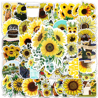 50Pcs Sunflower series Cartoon Cute Waterproof Sticker Skateboarding Snowboard Retro Vinyl home decal Sticker
