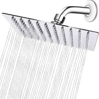 6 8 Inch Ultra-Thin Waterfall Rain 304 Stainless Steel Showerhead 360° Swivel Shower Head Adjustable Replacement for Bathroom
