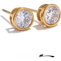 Yhpup High-Grade AAA Shiny Cubic Zirconia Round Stud Earrings Luxury Stainless Steel Daily Premium Jewelry Accessories
