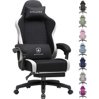 GTPLAYER Fabric Gaming Chair with Footrest, Ergonomic Computer Desk Chair with Pocket Spring Cushion Home Office Chair