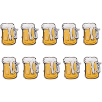 10pcs Beer Mug Flashing LED Light Up Badge Brooch Party KTV Bar Favors Decor Prop Jewelry Pins Accessories Halloween Christmas