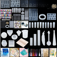 Resin Molds Silicone Kit with Epoxy Resin Supplies Dried Flowers Foil Flakes Necklace Cord Earring Hooks for DIY Jewelry Making