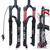 BOLANY Mountain Bike Fork 26/27.5/29 Aluminum Alloy Straight Tube Dual Air Suspension Fork 100mm Shock Absorber Bike Accessorie