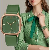 Fashion Women's Casual Elegant Simple Square Quartz Silicone Watch Gift for Men and Women