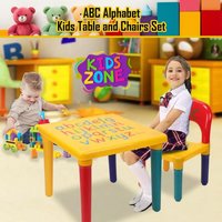 ABC Alphabet Kids Plastic Table Set Toddler Table and Chair Set for 3-7 Year Olds Educational Fun Furniture for Learning