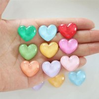 10PCS Clear 20x17mm Glitter Heart Miniature Flat Back Resin Cabochons For Hairpin Scrapbooking DIY Home Decor Craft Accessories