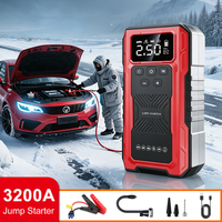 Auto-Starthilfe mit Luftkompressor, tragbarer 12-V-Autobatterie-Starter, 3200-A-Autobatterie-Booster, 150-PSI-Leistungsstarker Reifenfüller, Luftpumpe, Auto-Startgerät mit 8000-mAh-Powerbank und