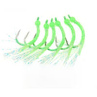 Vampfly 4pcs Luminous Worm Fly Bead Head Flash Tinsel Tail Wacky Hook Fly Fishing Flies Bass Trout Steelhead Fishing Lure Bait