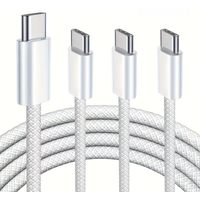 High-end 1M/3FT 60W Type C to C Fast Charging Cable for Phone Tablet PC Laptop --3 Pack