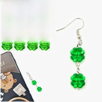 20pcs Acrylic solid Crystal Straight Hole Grass green Simplicity Four-Leaf Clover Beads 10mm for Phone Chain Necklace Bracelet