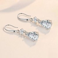 ZDADAN 925 Sterling Silver Water Drop Long Dangle Earrings For Women Fashion Jewelry Party Gift