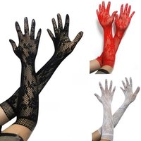 AliExpress NONE Mesh Gloves Elegant Women Ultra-thin Long Summer Driving Cycling Sexy Red Sunscreen Gloves Female Anti-UV Elasticity Lace