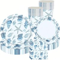 Beach Shell Conch Party Supplies, Ocean Themed Party Decorations, Under the Sea, Plates, Napkins, Tableware Set