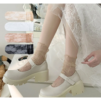 Lolita Sweet Transparent Lace Mesh Socks For Women Summer Black White Middle Tube Socks Breathable Female Sexy Thin Silk Socks