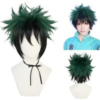 Synthetic Hair Short Straight Green Midoriya Izuku Cosplay Wig for Men Costume for Halloween Christmas School Thanksgiving Day
