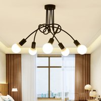 Lustre rétro en fer forgé LED plafonnier noir et blanc E27 lumière salon décoration moderne luminaire à la maison