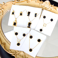 Geometry Stainless Steel Jewelry Sets 18K Gold Plated Square Round Metal Pendant Necklaces And Stud Earrings Jewelry Sets Gifts