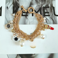 Luxury Pearl Tassel Bracelets for Women Bijoux Crystal No.5 Bracelet Gift