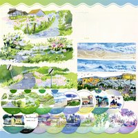 Scenery PET Washi Tapes #New November Road, Waves, Seaside Landscaping Journal Collage