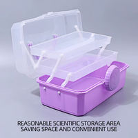 Three-layer Transparent Plastic Craft Storage Box, Sewing Storage Box, Folding Tool Box, Art Student Miscellaneous Storage Box