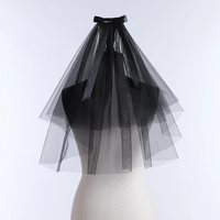New Arrival Wedding Veils Tulle Short Black Bridal Veils Two Layer Women Veil Wedding Accessories 2025