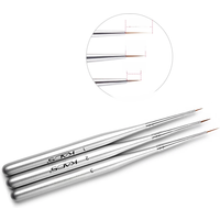 KADS 3pcs/set Professional Nail Liner Brush Silver Drawing Painting Acrylic Nail Art Brush Set for Nal Brushes