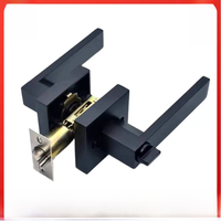 Black Door Handle Door Handle Lock Square Channel Privacy Mask Interior Bedroom Room Bathroom Three-Bar Spherical Lock Home Lock