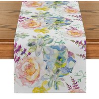 Watercolor Style Table Runner Home Kitchen Table Decoration Plant Floral Tablecloth Dresser Party Dinner Decoration