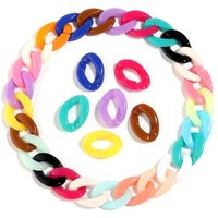 50pcs/Lot Colorful Acrylic Link Chain Buckle Beads For Necklace Bag Chains Connector Clasps DIY Necklace Clothing Jewelry Making