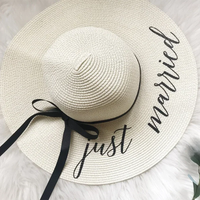 just married honeymoon Travel Vacation bride wife pool garden beach floppy hat wedding bridal shower gift present Photo props