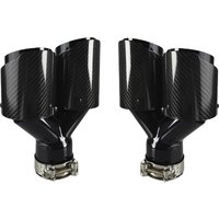 Car Carbon Fiber Glossy Muffler Tip Y Shape Double Exit Exhaust Pipe Mufflers Nozzle Decoration Universal Stainless Black