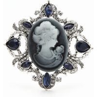 Wuli&baby Crystal Lady Figure Badge Brooches For Women Classic Office Casual Brooch Pins Gifts