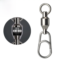 DNDYUJU 20pcs Fishing Bearing Rolling Swivels Stainless Steel Oval Split Rings Hooked Snap Fishing Lure Connector Accessories