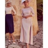 Beaded Mother of the Bride Dresses Elegant Tea Length A Line Prom Dress 3/4 Sleeves Outfit for Wedding Party Cocktail Gowns