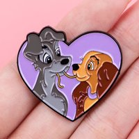 Cartoon Dogs Enamel Pins Heart Brooches Badge Lapel Pin For Backpack Clothes Accessories Couple Jewelry Birthday Gifts
