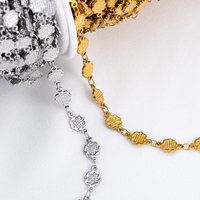 1meter Striped Flower Stainless Steel Link Chain Cable Curb Body Chains for Necklace Bracelet Jewelry Findings DIY Multi Styles